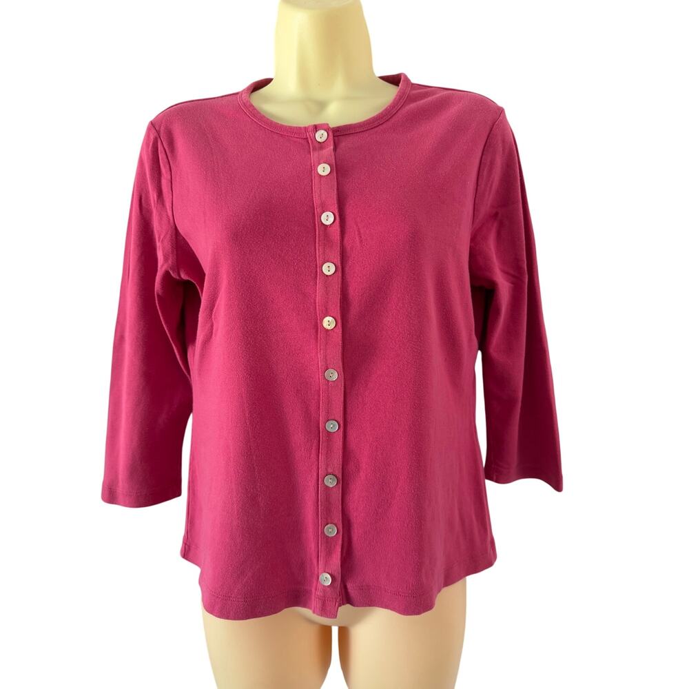 The Limited Y2K Pink Button Up Knit Cardigan Top 3/4 Sleeves Size Medium